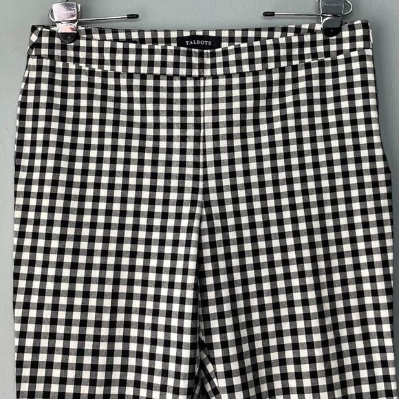 Talbots Chatham Ankle Pants Size 12 Petite Black White Gingham Preppy Pin Up - Picture 2 of 14